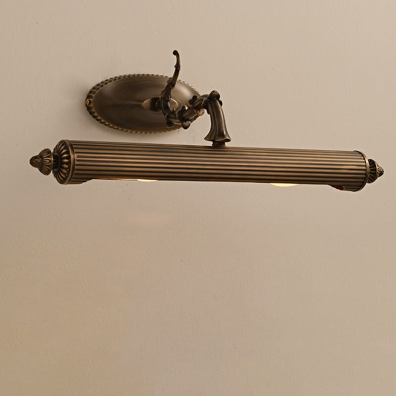 French Antique Copper Cylindrical Vanity Wall Sconce