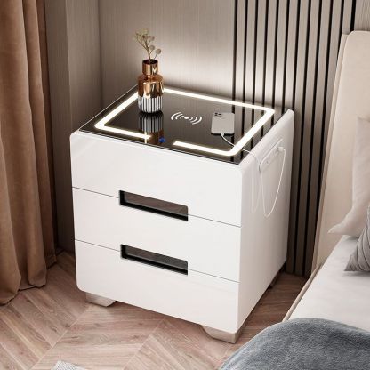 Minimalist Metal Rectangular Nightstand 3-Drawer