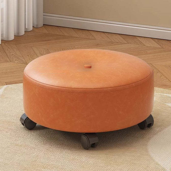 Minimalist Microfiber Leather Wood Round Chair Backless