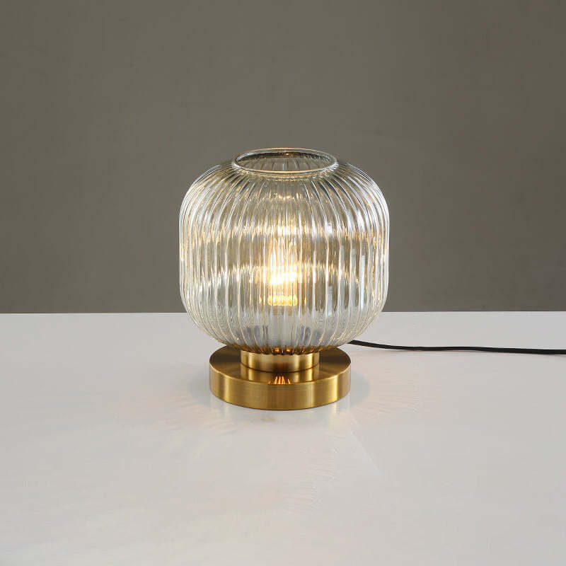 Nordic Striped Glass Oval Table Lamp
