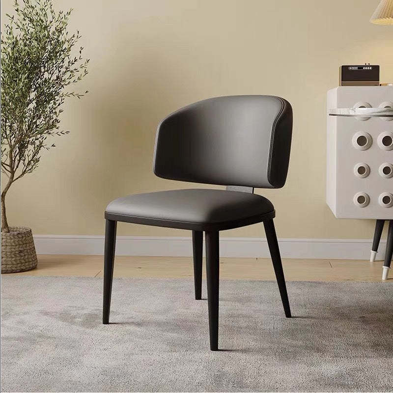 Minimalist Leather Iron Dining Chair