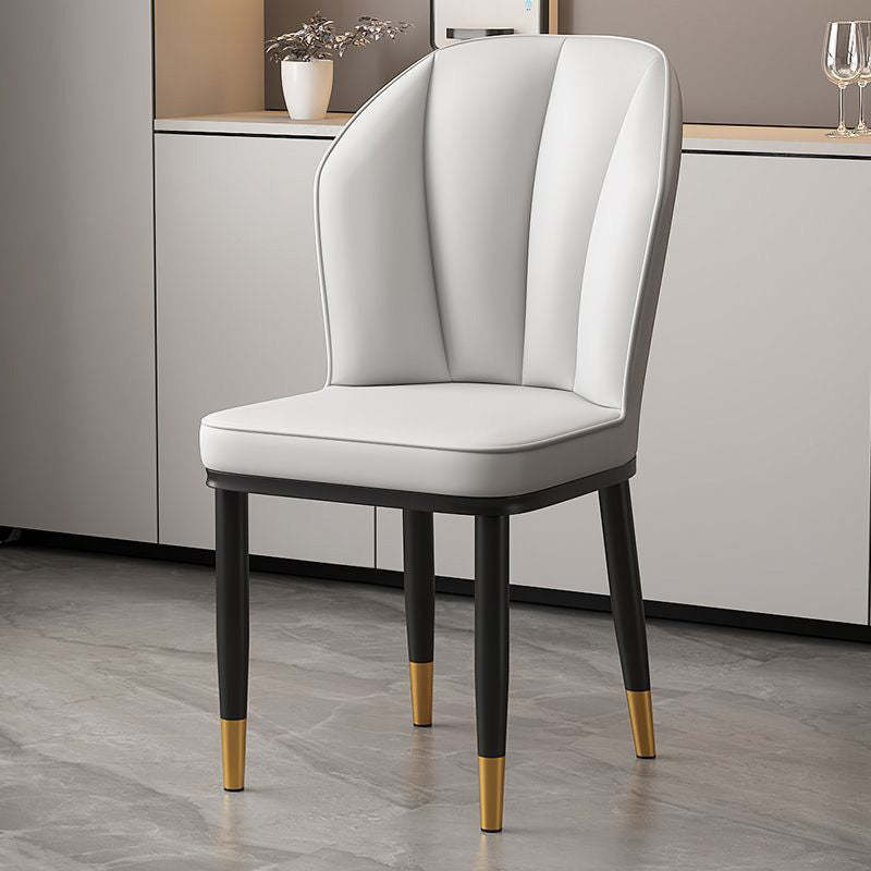 Modern PU Leather Wing-Back Dining Chair — Light Gray + Gold Legs