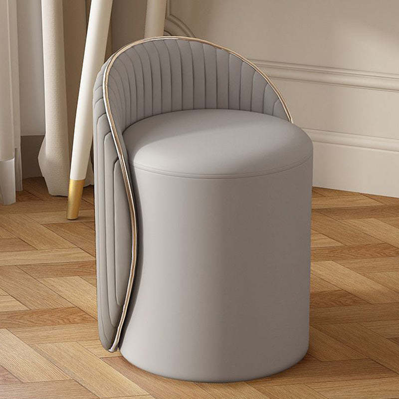 Minimalist Cylinder Iron Leather Vanity Stool