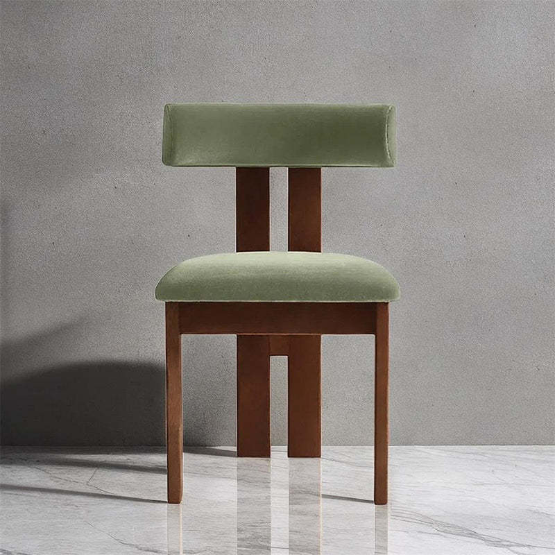 Scandinavian Wood Lambswool Semi-Round Dining Chair