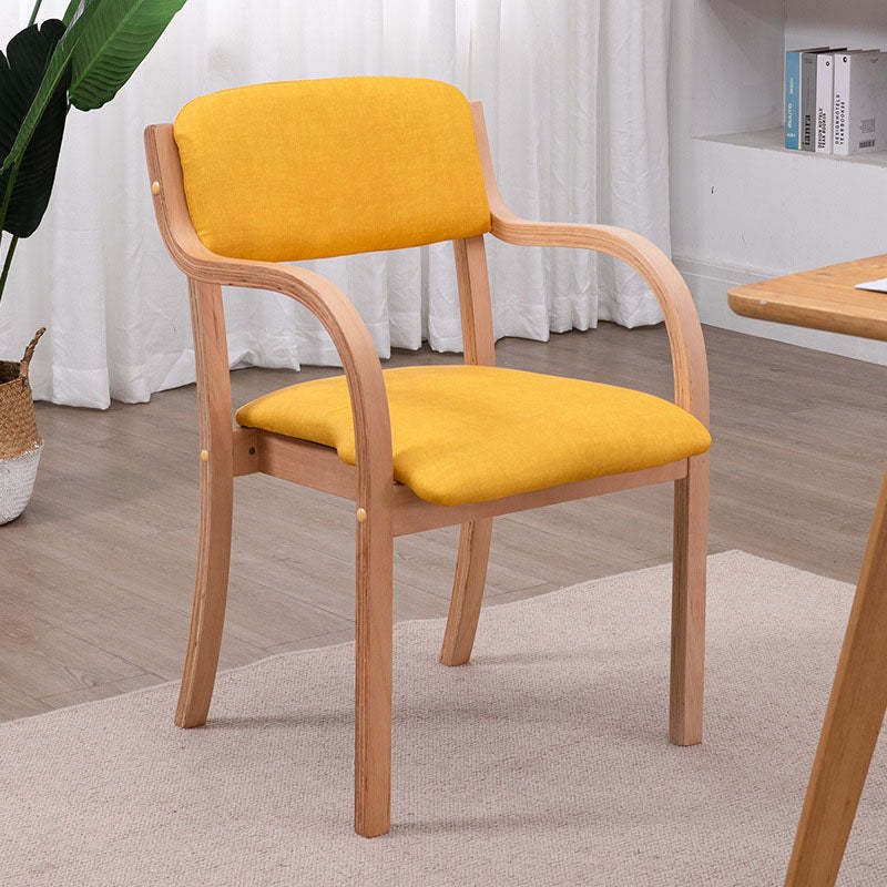Modern Fabric Wood Curved Dining Chair — Green