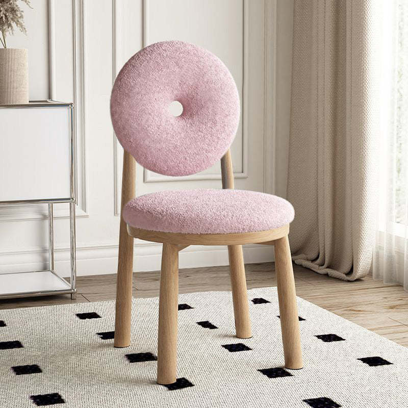 Scandinavian Lambswool Wood Iron Vanity Stool