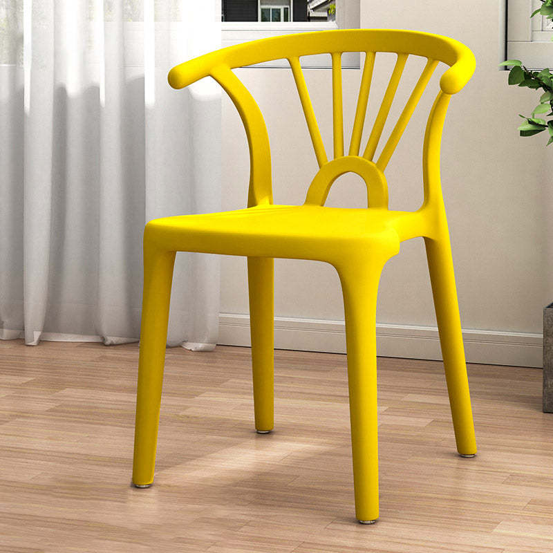 Scandinavian Arc Plastic Stackable Dining Chair — Yellow