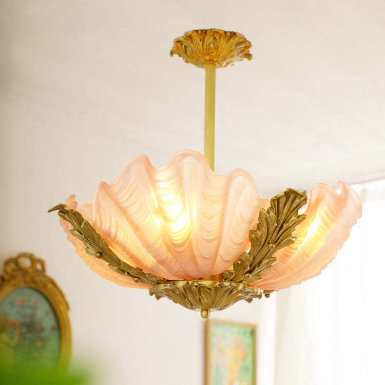 Modern Art Deco Shell Brass Chandelier