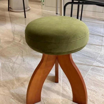 Contemporary Round Lambswool Velvet Footstool