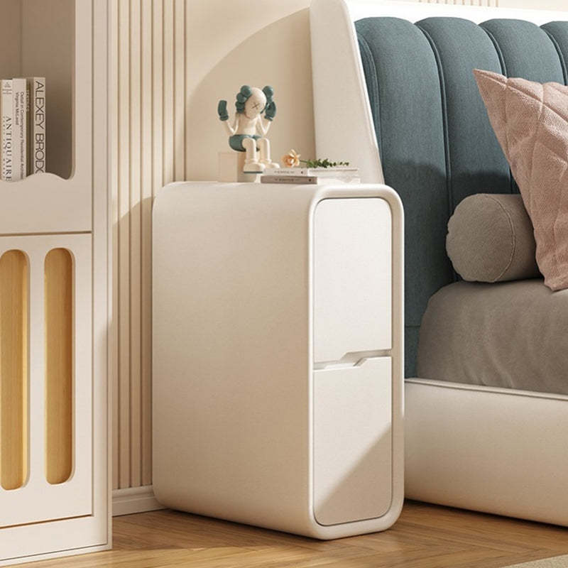 Minimalist Leather Nightstand 2-Drawer — White