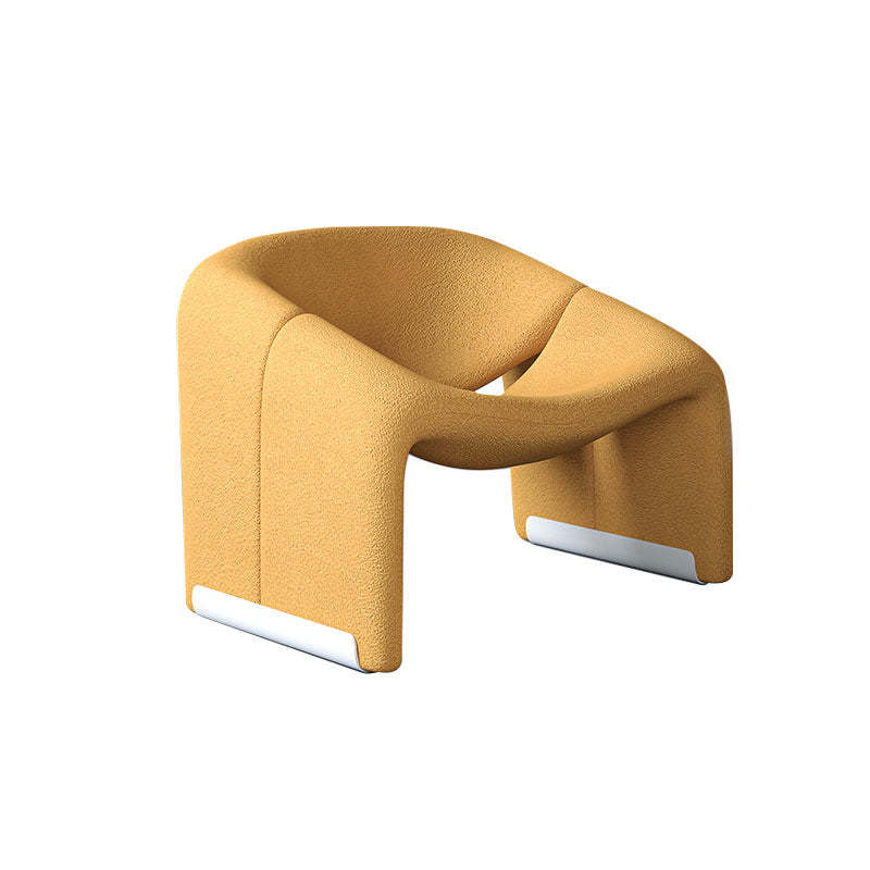 Scandinavian Curved Stainless Steel Lambswool Accent Chair