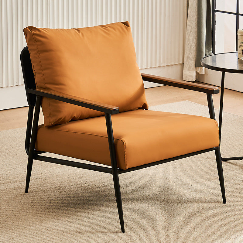Vintage Cowhide Oak Metal Accent Chair