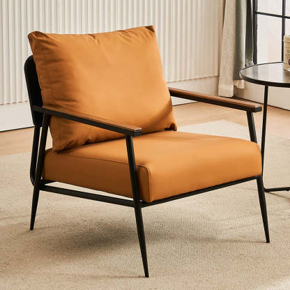 Vintage Cowhide Oak Metal Accent Chair