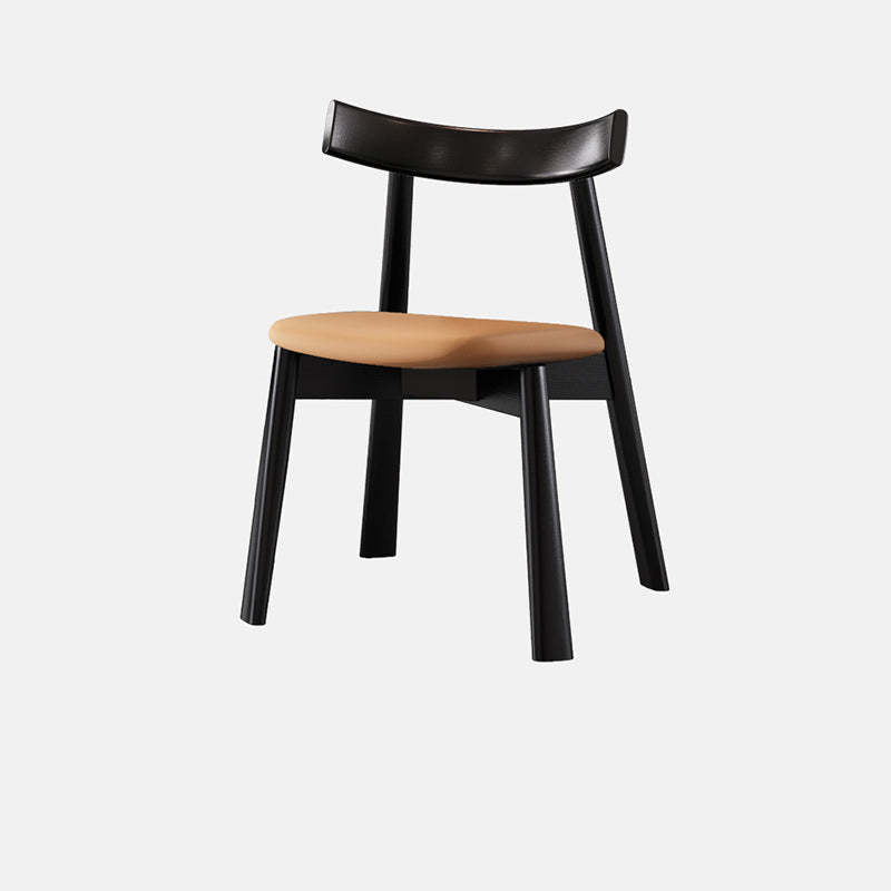 Nordic Upholstered Curved Leather Wood Dining Chair