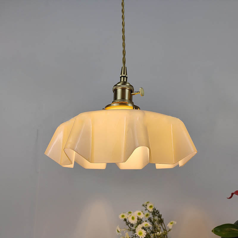 Japanese Cream Petal Glass Pendant Light