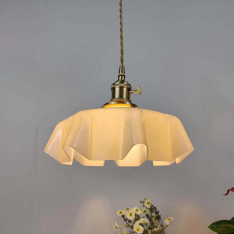 Japanese Cream Petal Glass Pendant Light