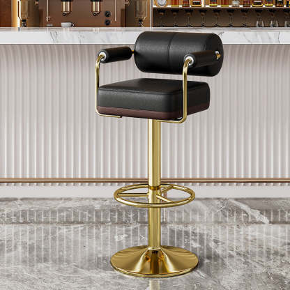 Minimalist Leather Cylinder Bar Stool