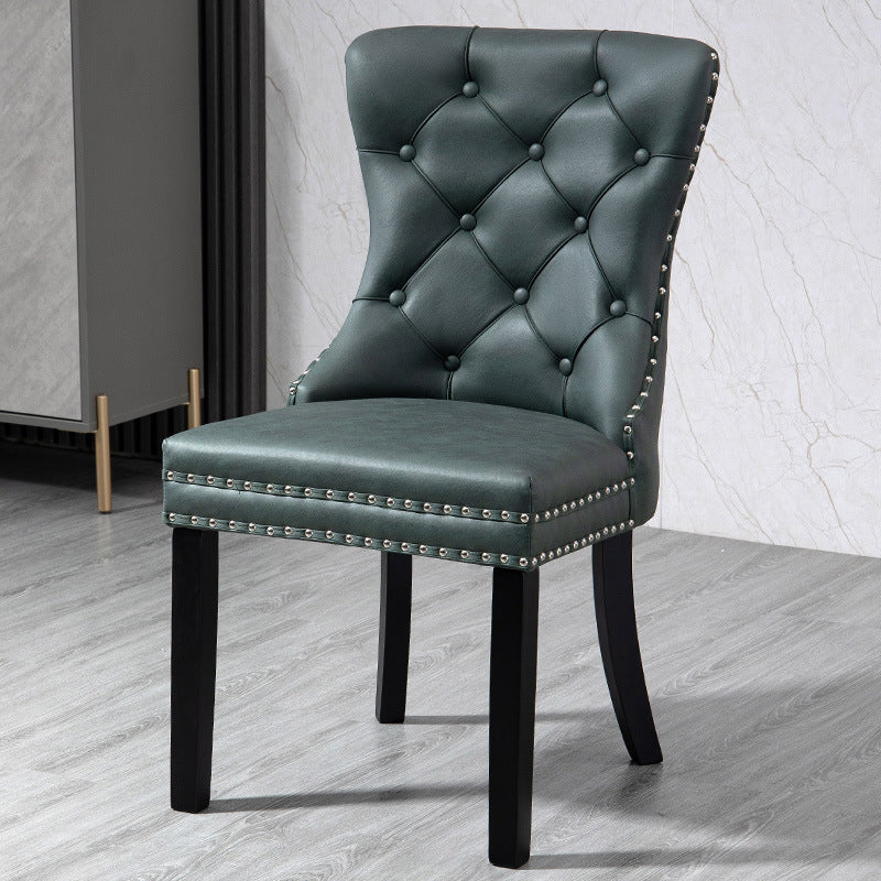 European Fabric Upholstered Tufted Dining Chair — Green