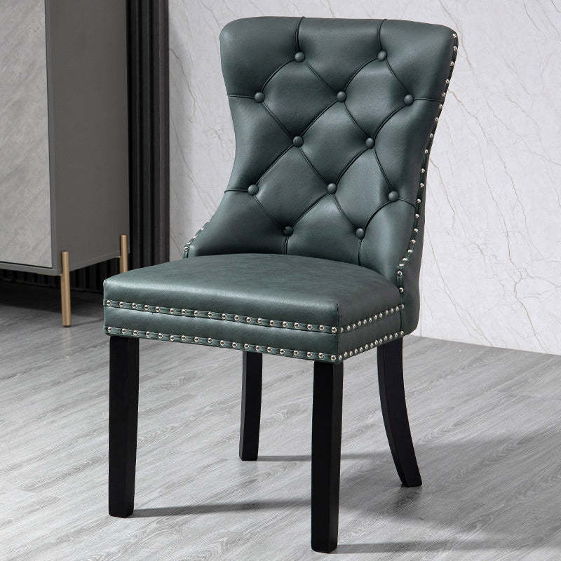 European Fabric Upholstered Tufted Dining Chair — Green