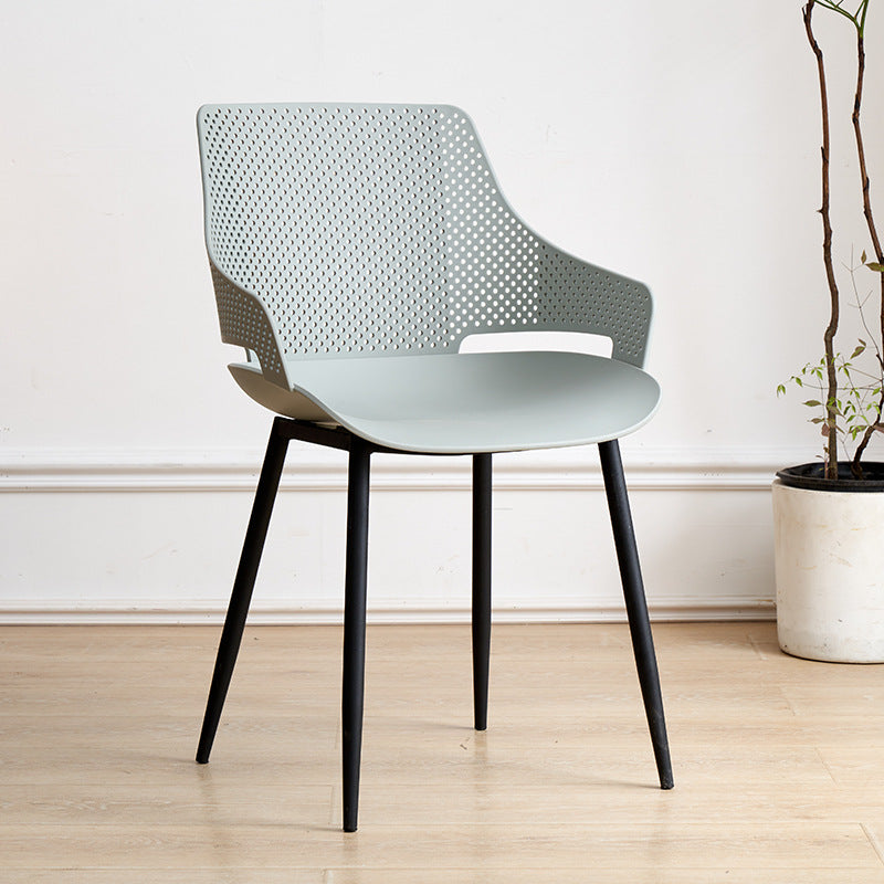 Minimalist Plastic Iron Dining Chair With Armrest