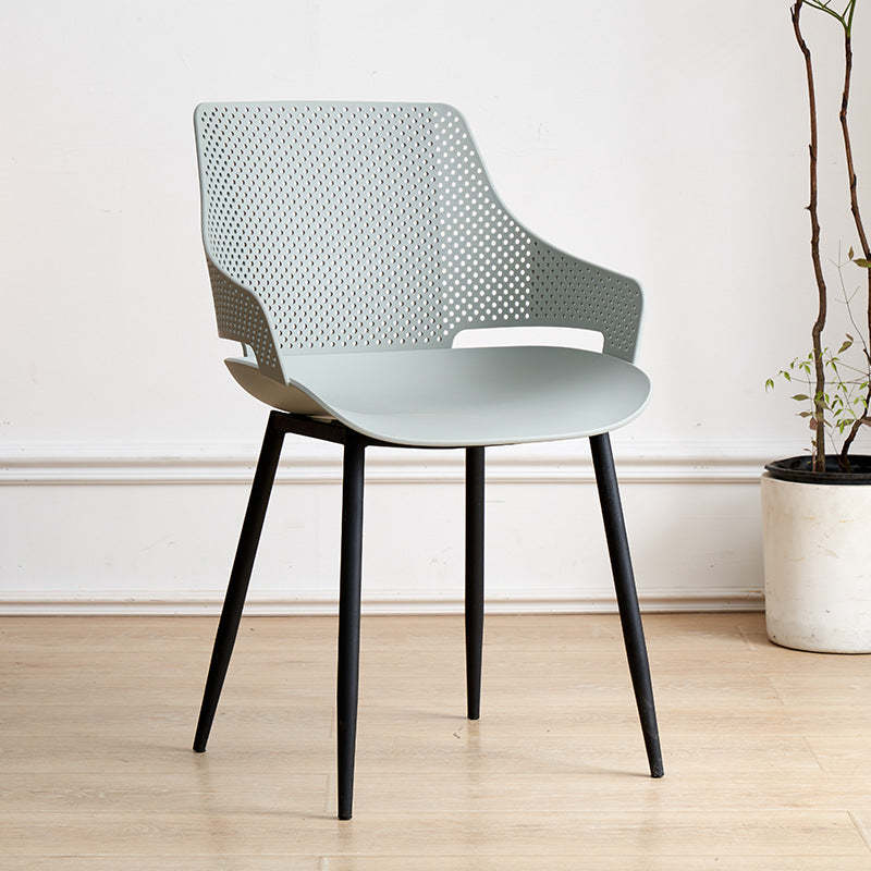 Minimalist Plastic Iron Dining Chair With Armrest