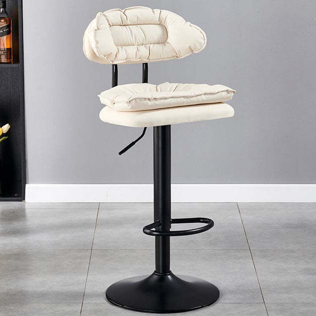 Modern Fabric Iron Semicircular Counter Stool — Low / Pink / Black