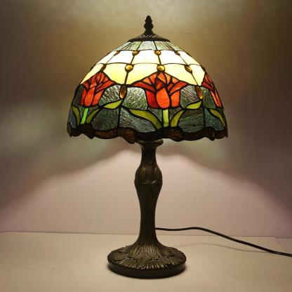 European Tiffany Stained Glass Table Lamp