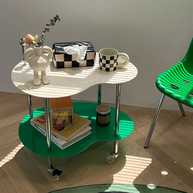 Minimalist Cloud Acrylic Steel 2-Tier End Table — Green