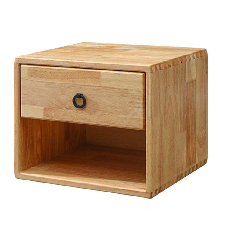 Modern Rubber Wood Metal 1/2-Drawer Nightstand