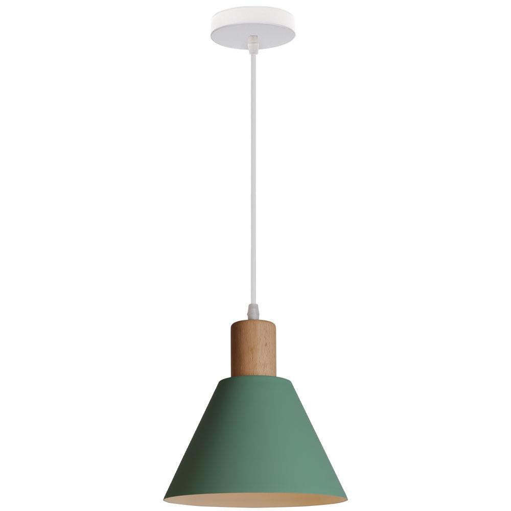 Nordic Vintage Iron Cone Wood Top Pendant