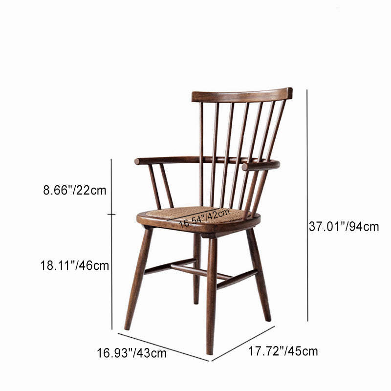 Vintage Scallop Wood Slat-Back Dining Chair