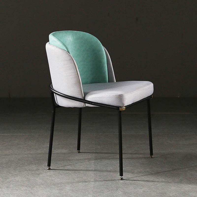 Vintage Leather Metal Dining Chair
