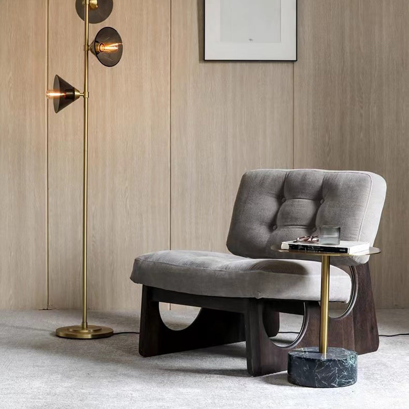 Nordic Upholstered Fabric Leather Wood Accent Chair