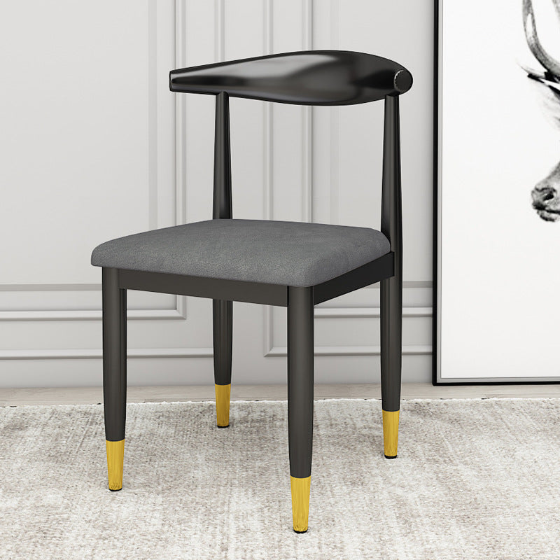 Luxury PU Leather Dining Chair — Gray Fabric Seat
