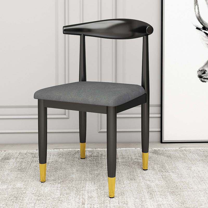 Luxury PU Leather Dining Chair — Gray Fabric Seat
