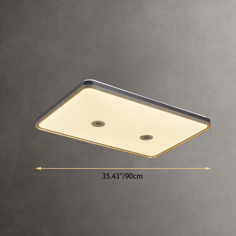 Chinese Square Geometric Acrylic LED Flush Mount Light