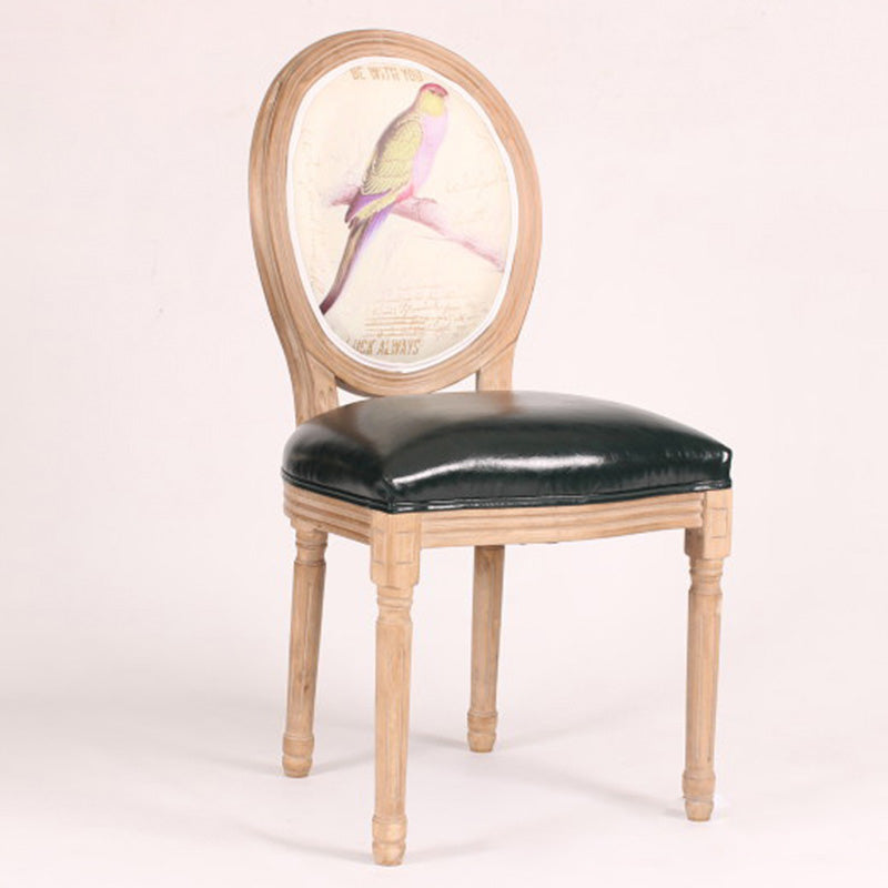 Retro Rubberwood Fabric Elliptical Dining Chair — C