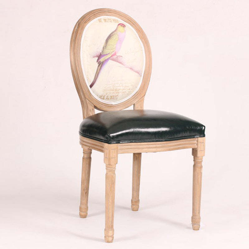 Retro Rubberwood Fabric Elliptical Dining Chair — C