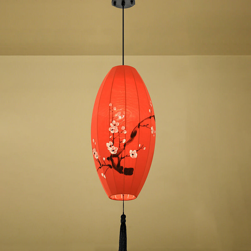Oriental Handmade Oval Lantern Fabric Pendant