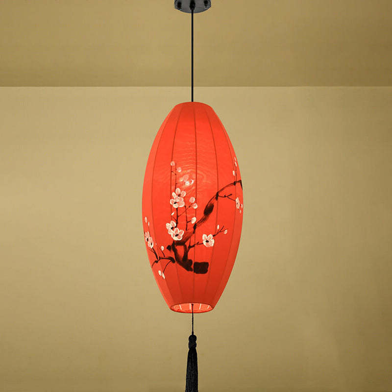 Oriental Handmade Oval Lantern Fabric Pendant
