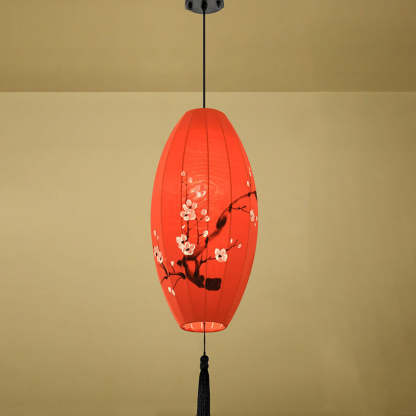 Oriental Handmade Oval Lantern Fabric Pendant