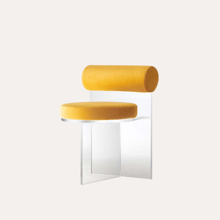 Nordic Round Velvet Acrylic Dining Chair