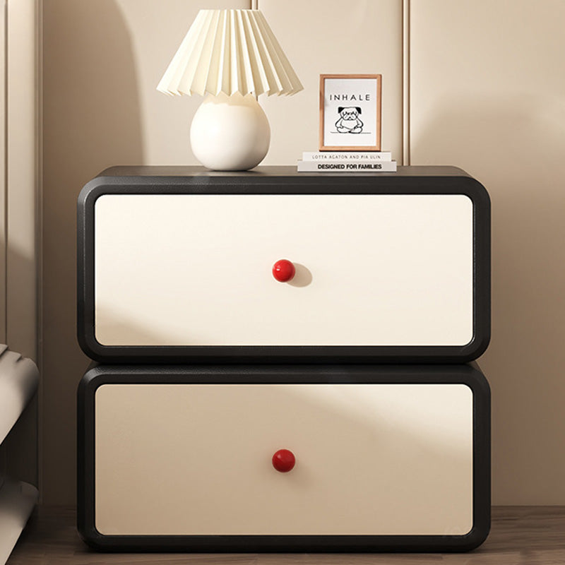 Minimalist Ceramic Cat Scratch Nightstand 2-Drawer — Khaki & Beige