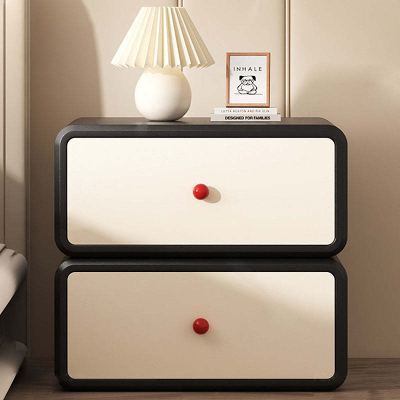 Minimalist Ceramic Cat Scratch Nightstand 2-Drawer — Khaki & Beige
