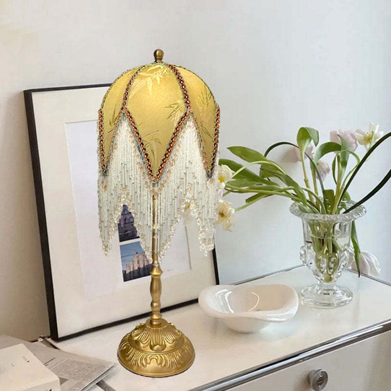 French Tassel Leaf Iron Fabric Table Lamp