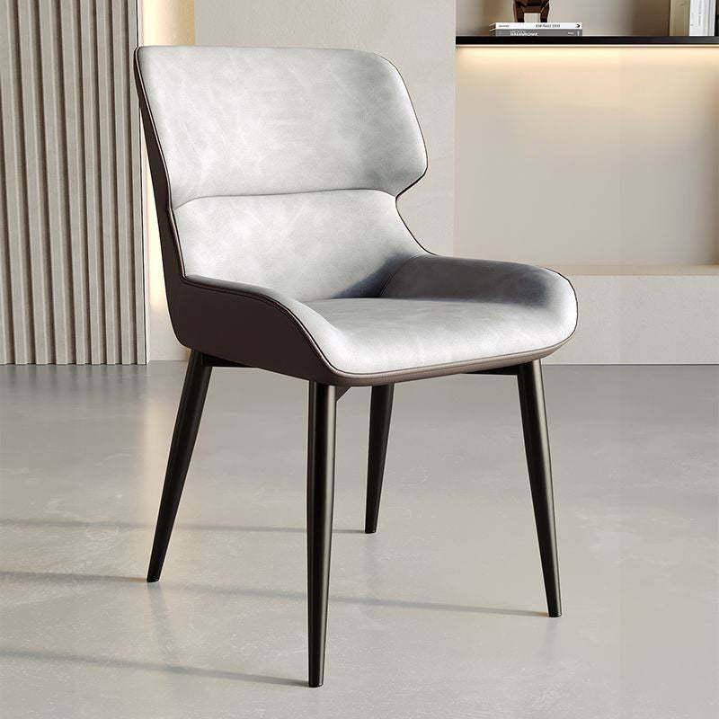 Contemporary PU Leather Upholstered Dining Chair — A - Beige