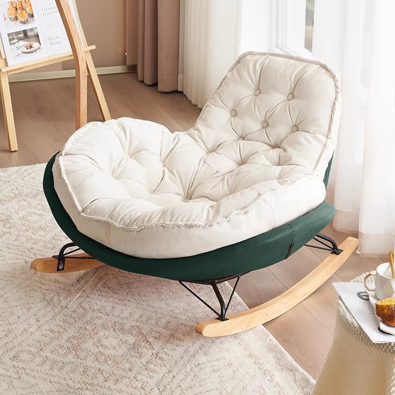 Nordic Tufted Velvet Rocking Chair — Green + White
