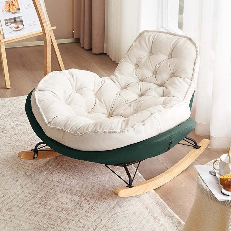 Nordic Tufted Velvet Rocking Chair — Green + White
