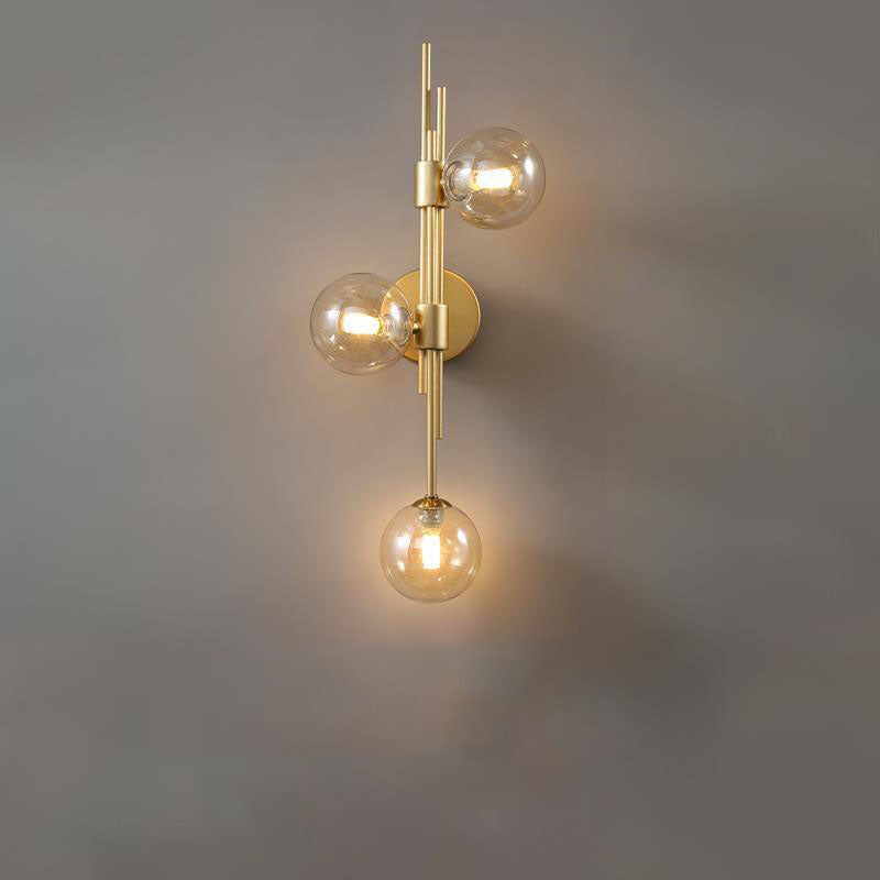 Minimalist orb gray wall sconces, Lighom — Right / Orange & Transparent / 110V-120V (US/CA