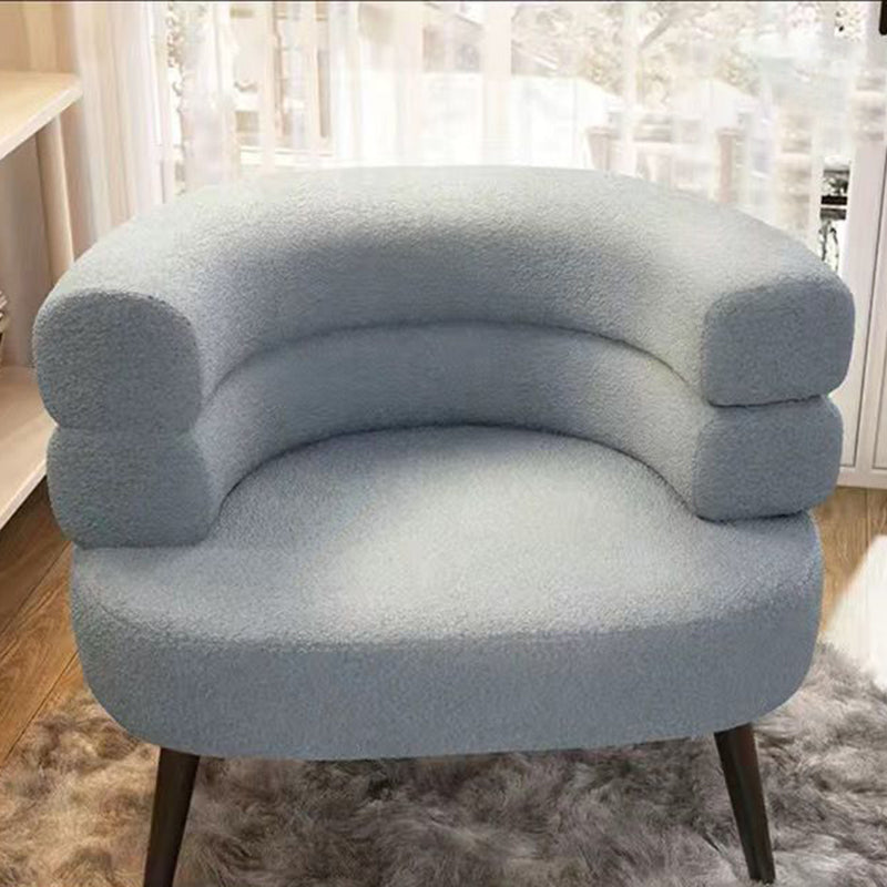 Nordic Round Lambswool Upholstered Vanity Stool — Light Blue